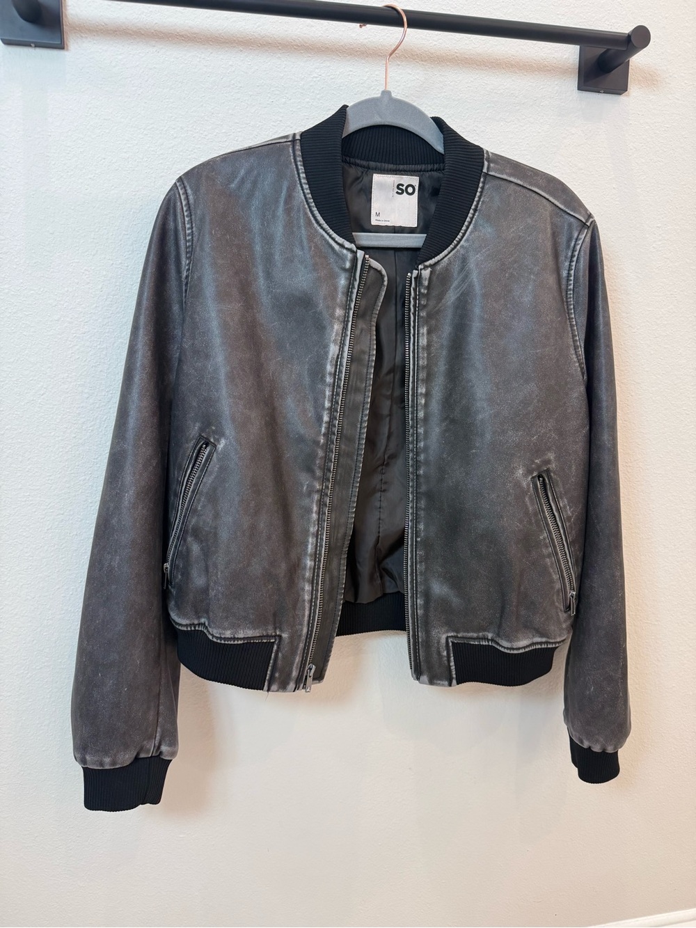 SO Faded Black Bomber Jacket - Women's